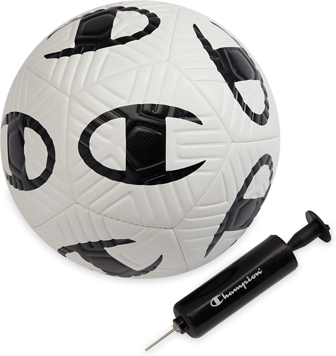 imageChampion Youth ampamp Adult Soccer Ball Paneled Design Enhanced Control Durable Cover ampamp Butyl Bladder for Indoor ampamp Outdoor Training Sizes 3 4 5 Includes 6quot PumpWhiteBlack