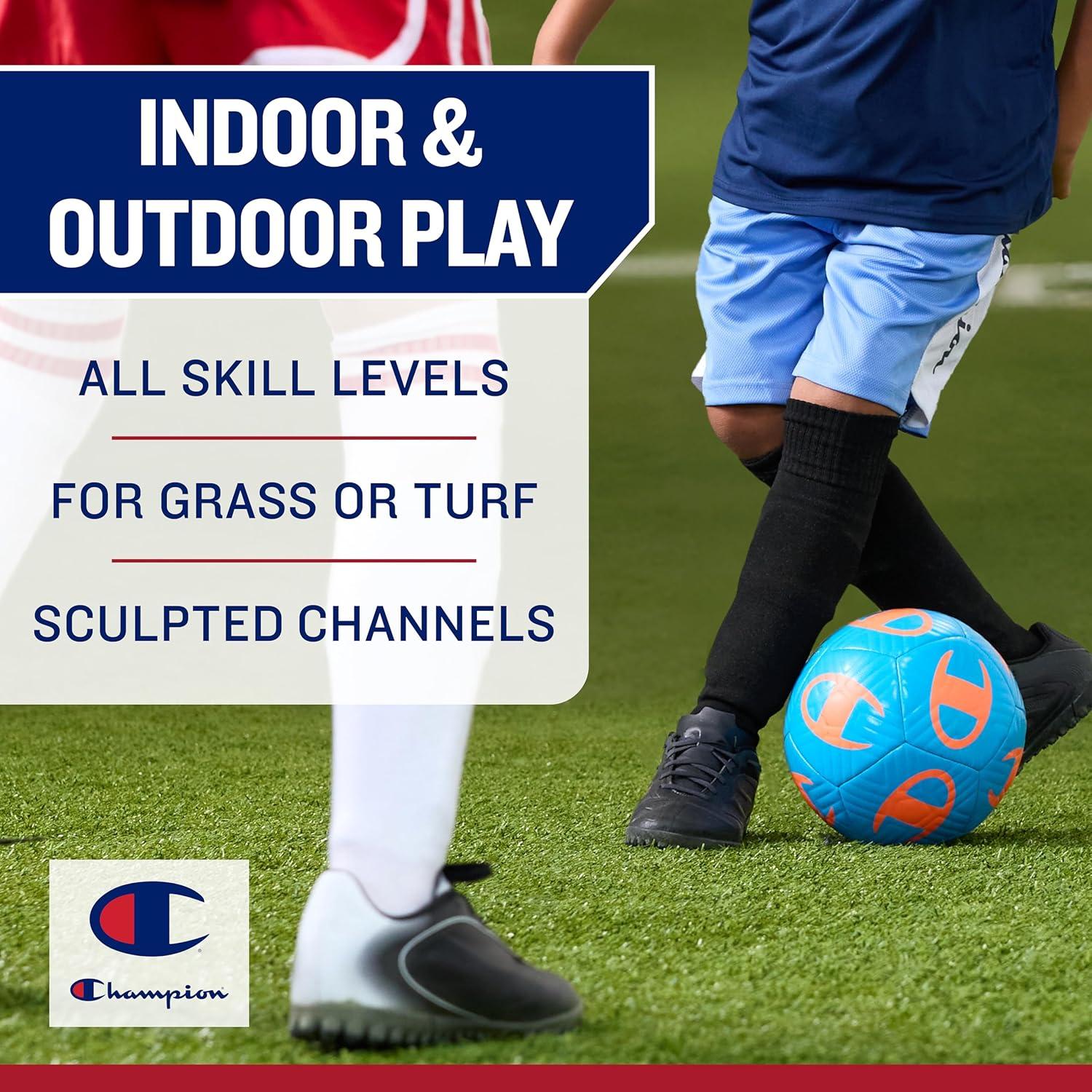 imageChampion Youth ampamp Adult Soccer Ball Paneled Design Enhanced Control Durable Cover ampamp Butyl Bladder for Indoor ampamp Outdoor Training Sizes 3 4 5 Includes 6quot PumpWhiteBlack