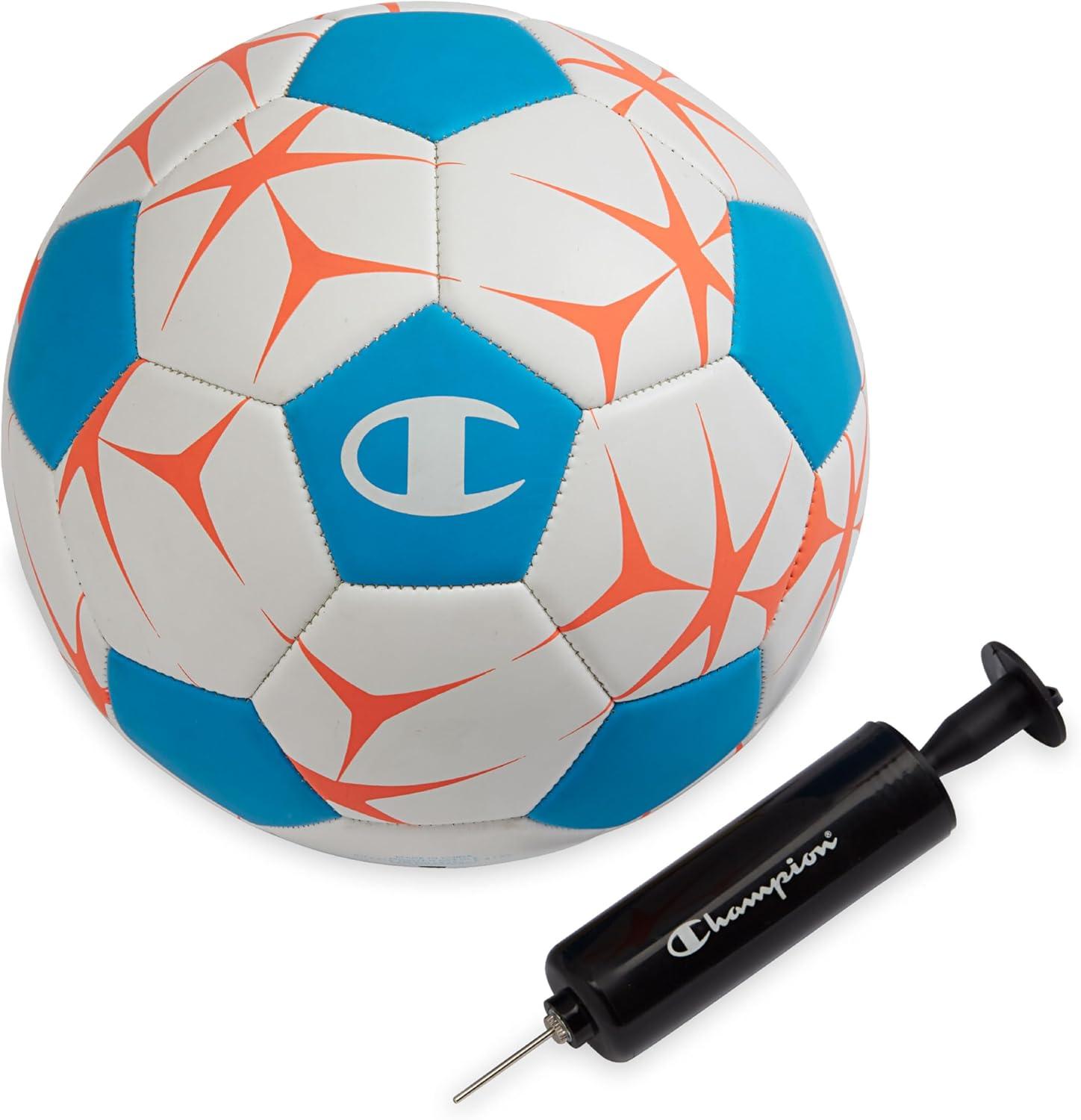 imageChampion Youth ampamp Adult Soccer Ball Paneled Design Enhanced Control Durable Cover ampamp Butyl Bladder for Indoor ampamp Outdoor Training Sizes 3 4 5 Includes 6quot PumpWhiteFierce Tide Very Coral