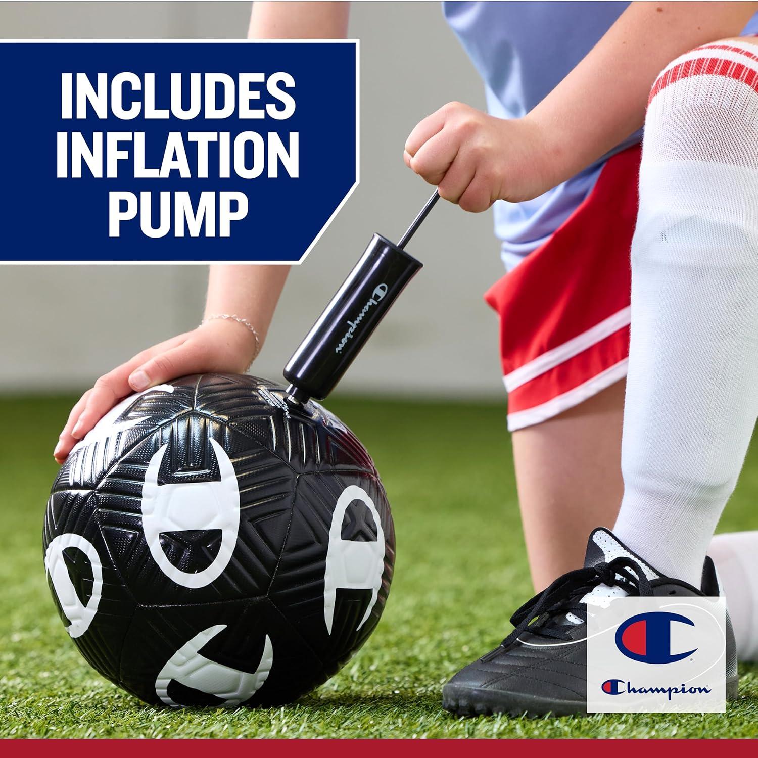 imageChampion Youth ampamp Adult Soccer Ball Paneled Design Enhanced Control Durable Cover ampamp Butyl Bladder for Indoor ampamp Outdoor Training Sizes 3 4 5 Includes 6quot PumpBlackWhite