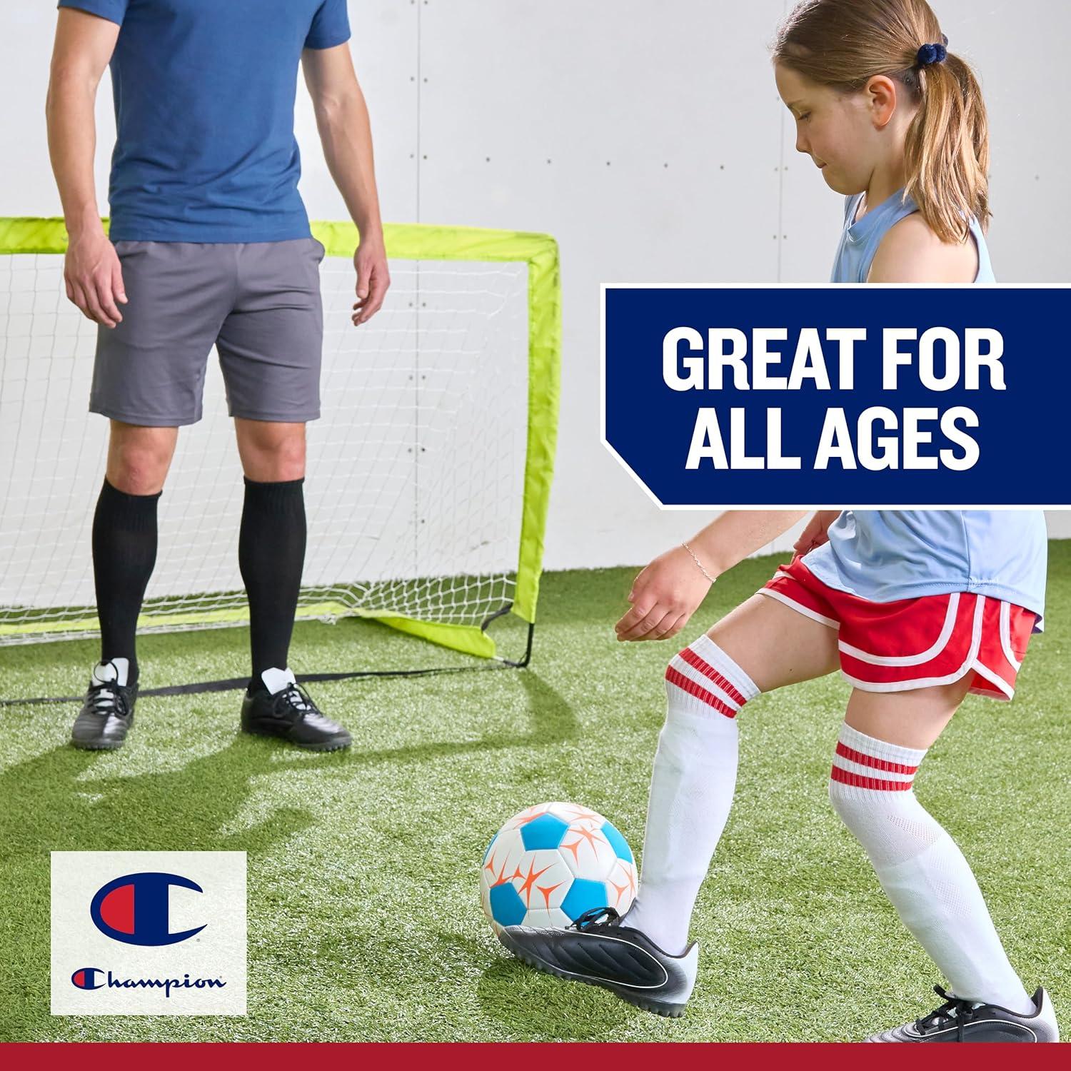 imageChampion Youth ampamp Adult Soccer Ball Paneled Design Enhanced Control Durable Cover ampamp Butyl Bladder for Indoor ampamp Outdoor Training Sizes 3 4 5 Includes 6quot PumpWhiteFierce Tide Very Coral