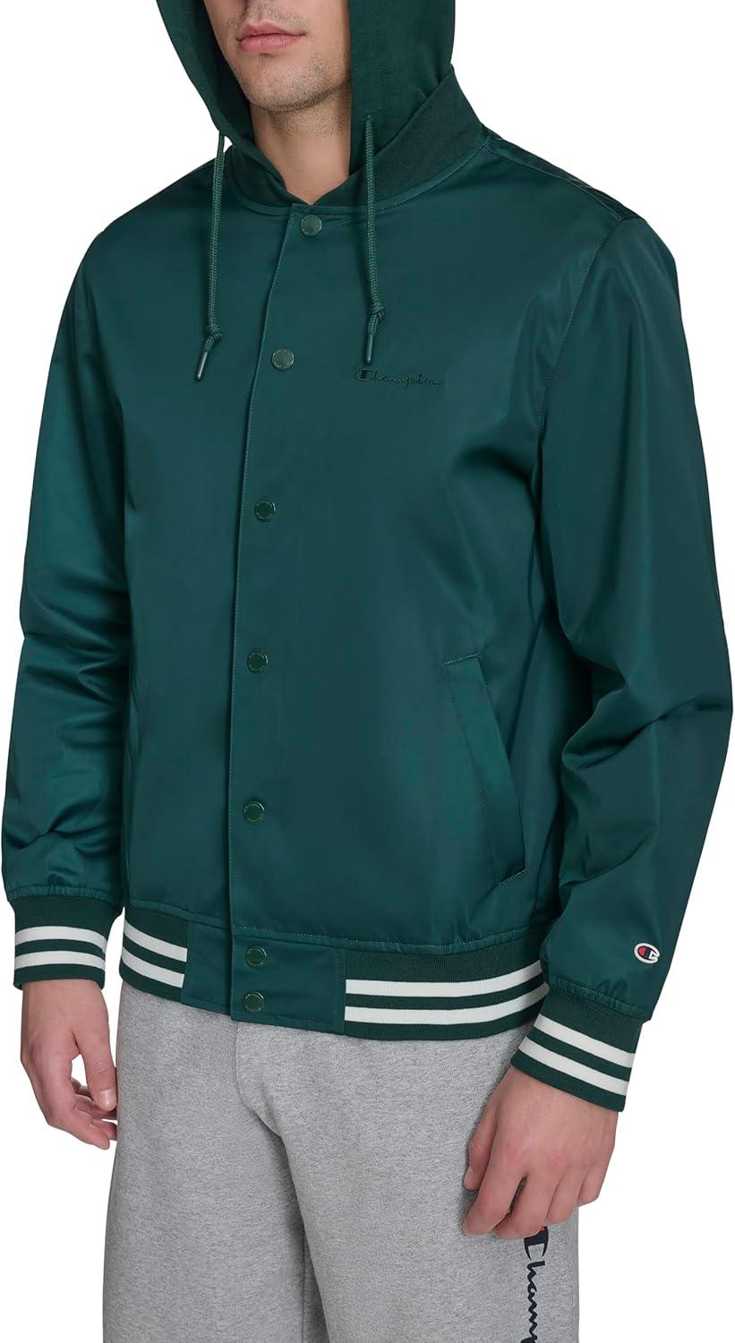 imageChampion mens Champion Mens Lightweight Varsity Jacket With Jersey HoodRain Forest