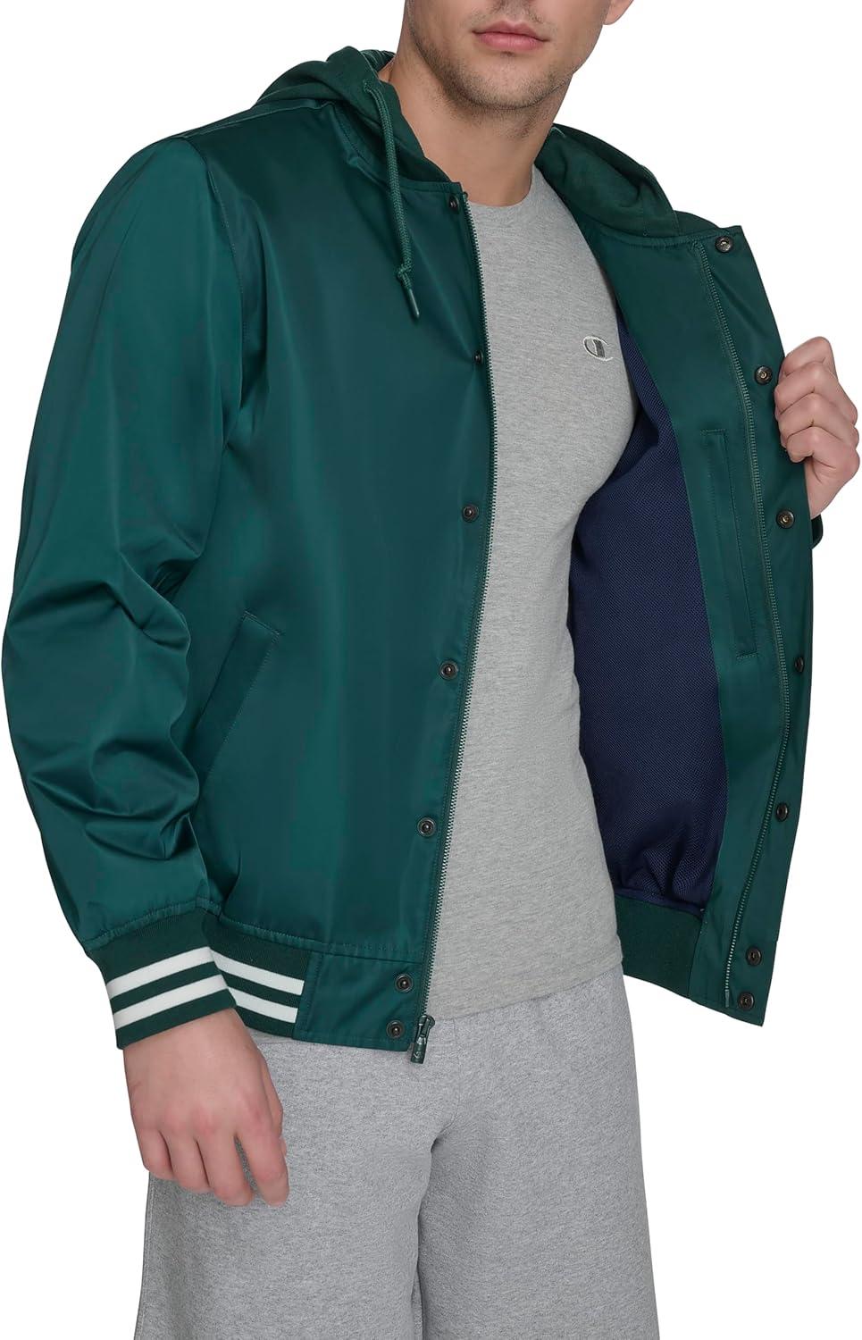 imageChampion mens Champion Mens Lightweight Varsity Jacket With Jersey HoodRain Forest