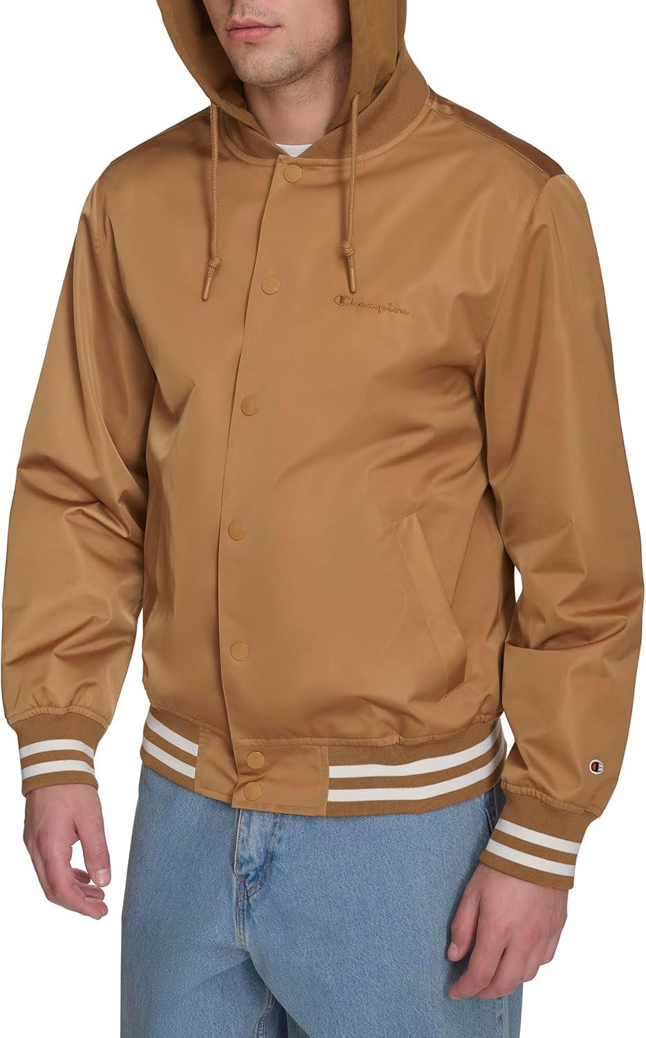 imageChampion mens Champion Mens Lightweight Varsity Jacket With Jersey HoodTobacco