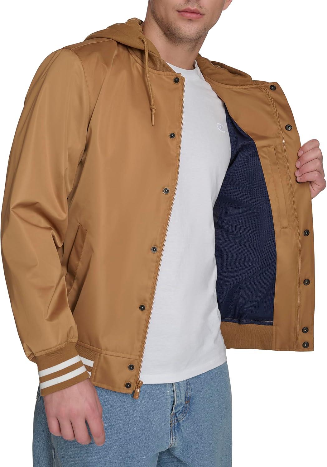 imageChampion mens Champion Mens Lightweight Varsity Jacket With Jersey HoodTobacco