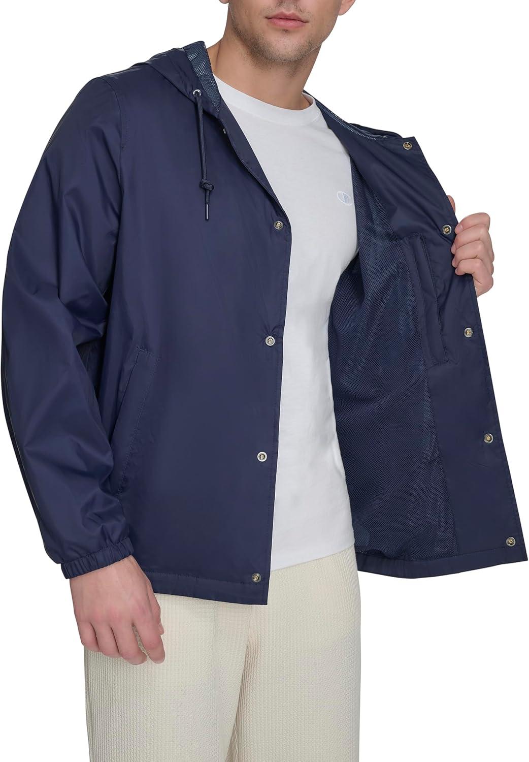 imageChampion mens Hooded Coaches Rain JacketPeacoat