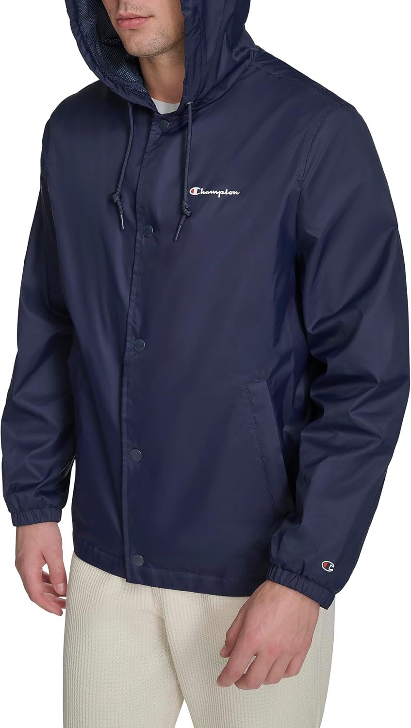 imageChampion mens Hooded Coaches Rain JacketPeacoat