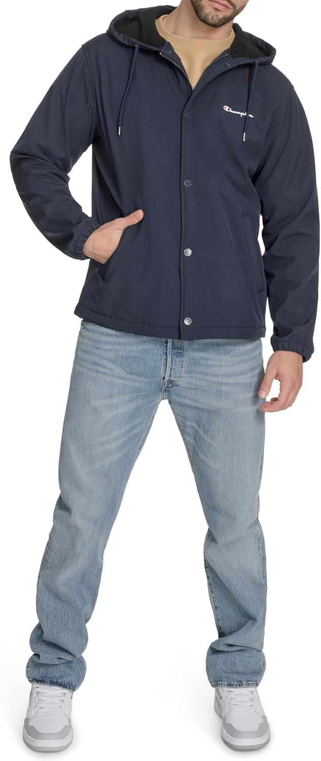 imageChampion mens Hooded Coaches Rain JacketPeacoat Soft Shell