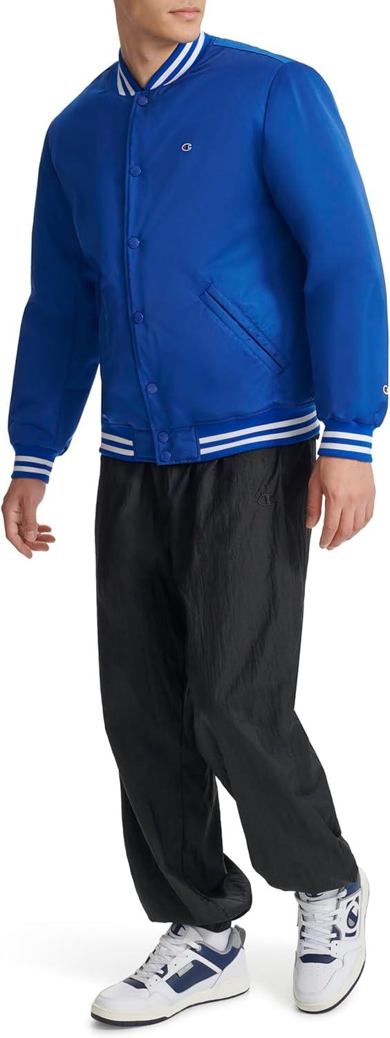 imageChampion mens Logo Stripedtrim Varsity JacketSurf the Web