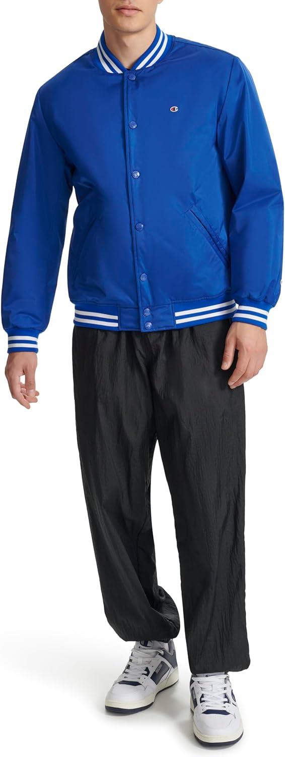 imageChampion mens Logo Stripedtrim Varsity JacketSurf the Web