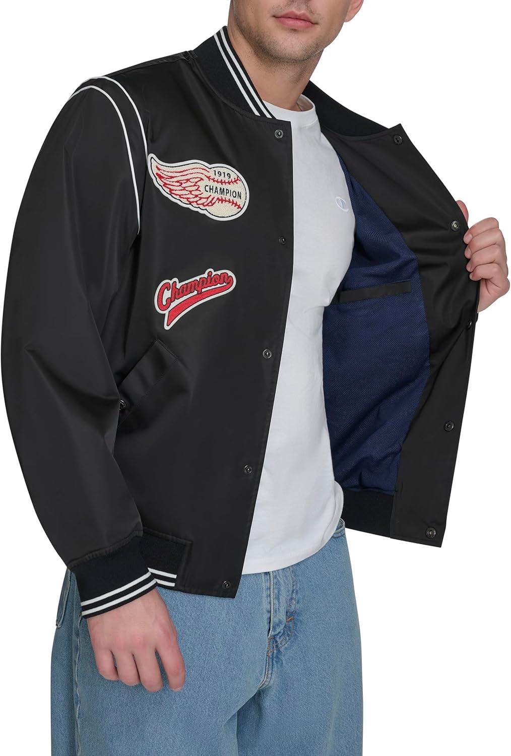 imageChampion mens Patch Varsity Bomber JacketBlack