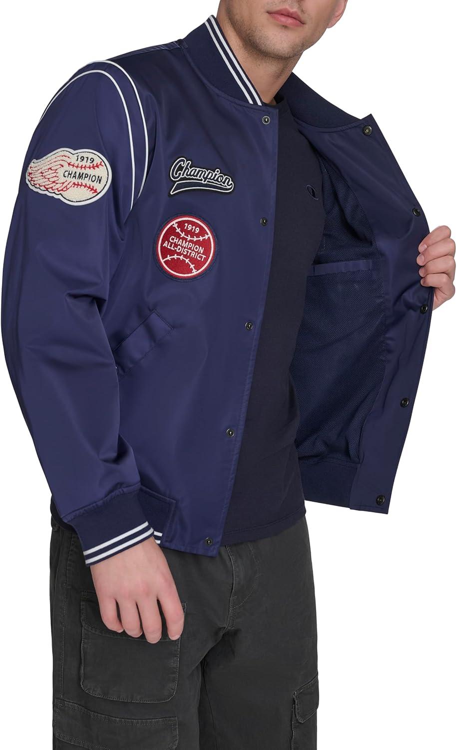 imageChampion mens Patch Varsity Bomber JacketPeacoat