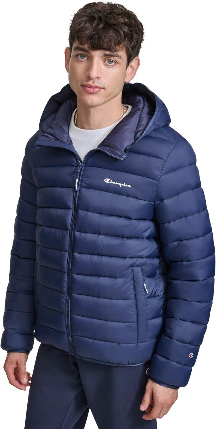 imageChampion mens Performance Lightweight Puffer Jacket With HoodPeacoat