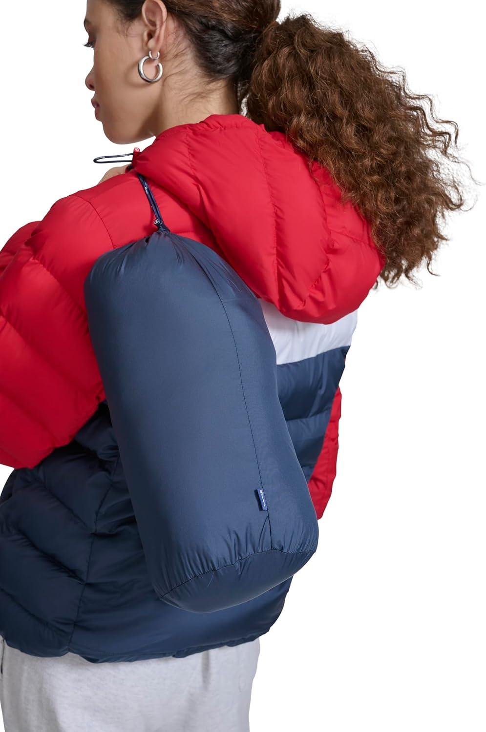 imageChampion womens Quilted Coat Packable Puffer Jacket With HoodRedNavy Combo