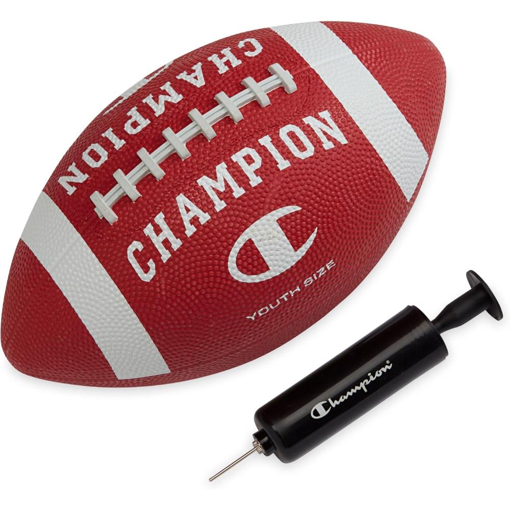 imageChampion Blitz Football AllWeather Football Enhanced Grip Durable Rubber Cover and Molded Laces for Outdoor Sports ampamp Training Includes 6 Ball PumpTango RedWhite
