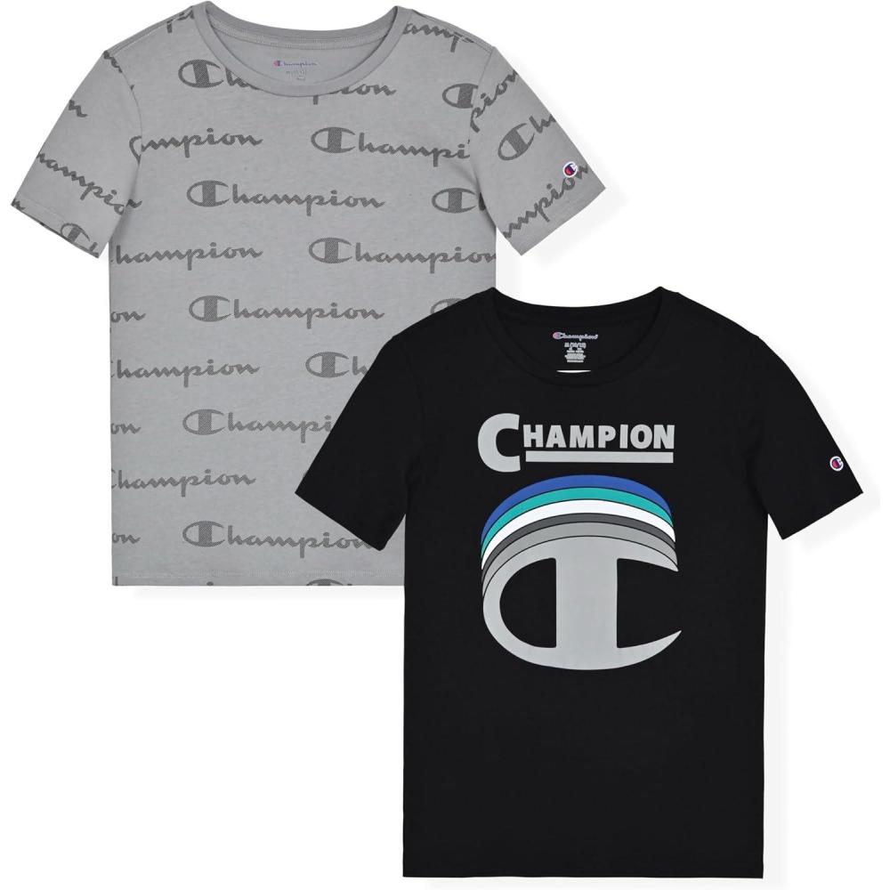 imageChampion Boys 2 Pack Short Sleeve Tee Shirt for KidsBlack