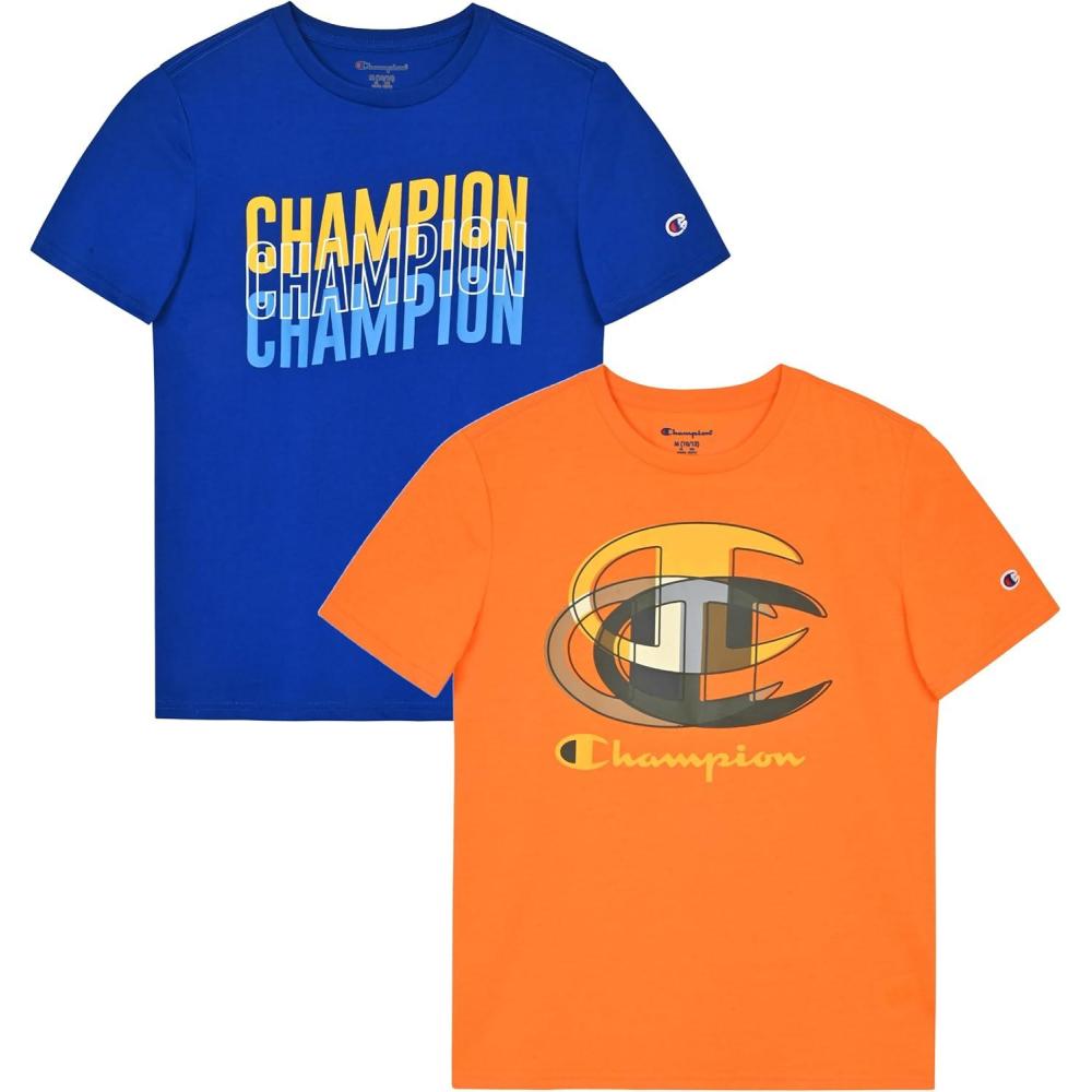 imageChampion Boys 2 Pack Short Sleeve Tee Shirt for KidsBlueorange