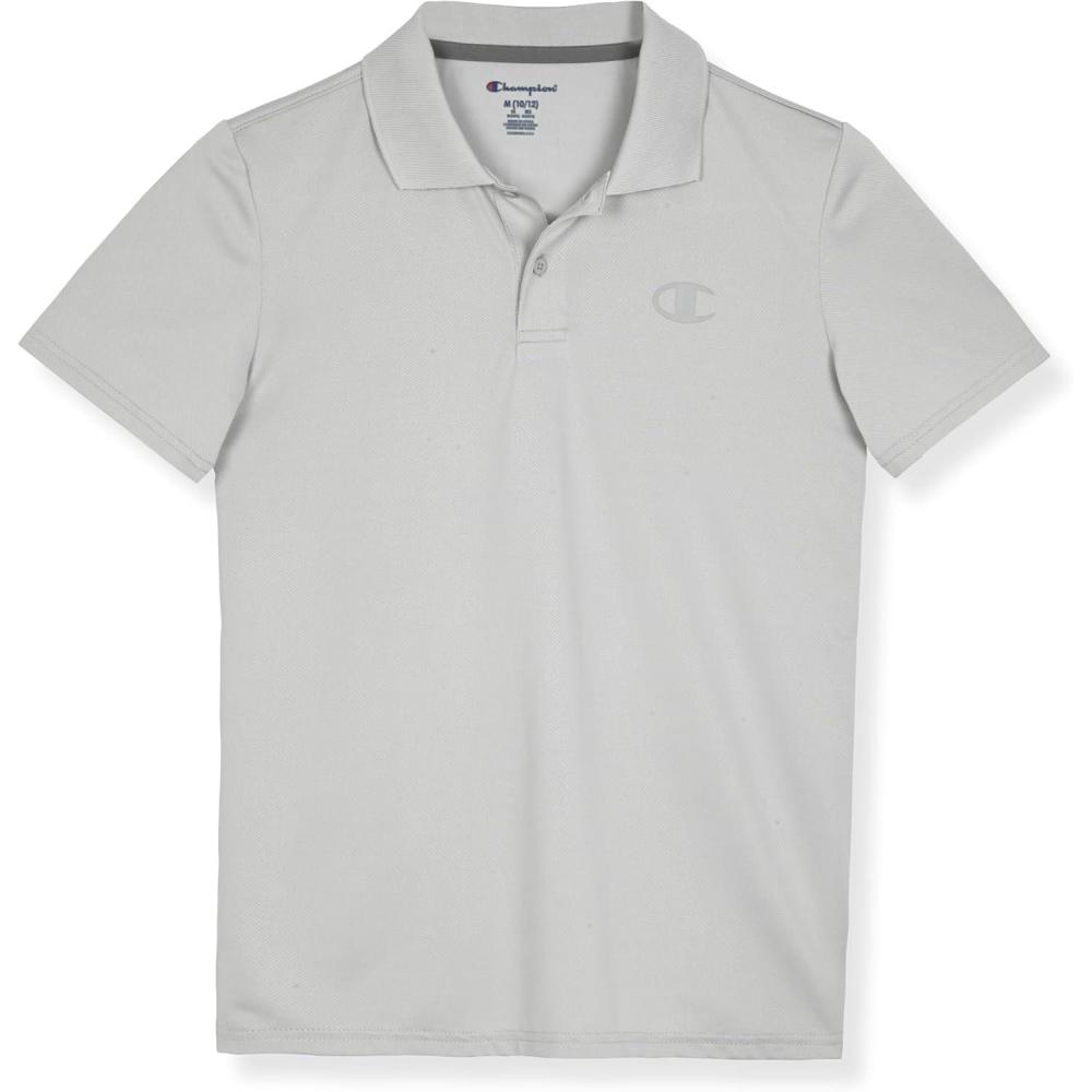 imageChampion Boys Athletic Short Sleeve Polo Shirt with Moisture Wicking Stretch FabricHigh Rise Gray