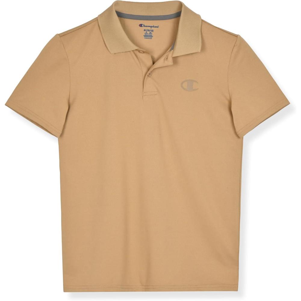 imageChampion Boys Athletic Short Sleeve Polo Shirt with Moisture Wicking Stretch FabricKhaki