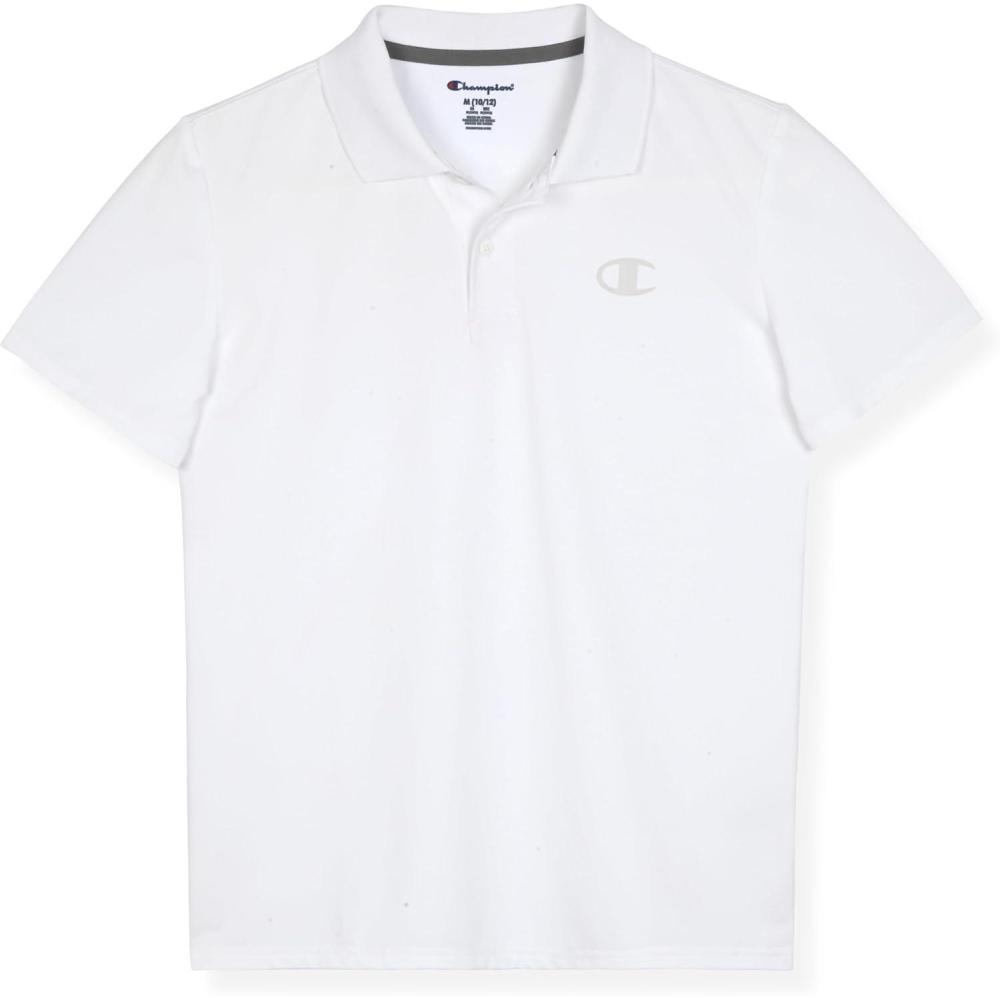 imageChampion Boys Athletic Short Sleeve Polo Shirt with Moisture Wicking Stretch FabricWhite