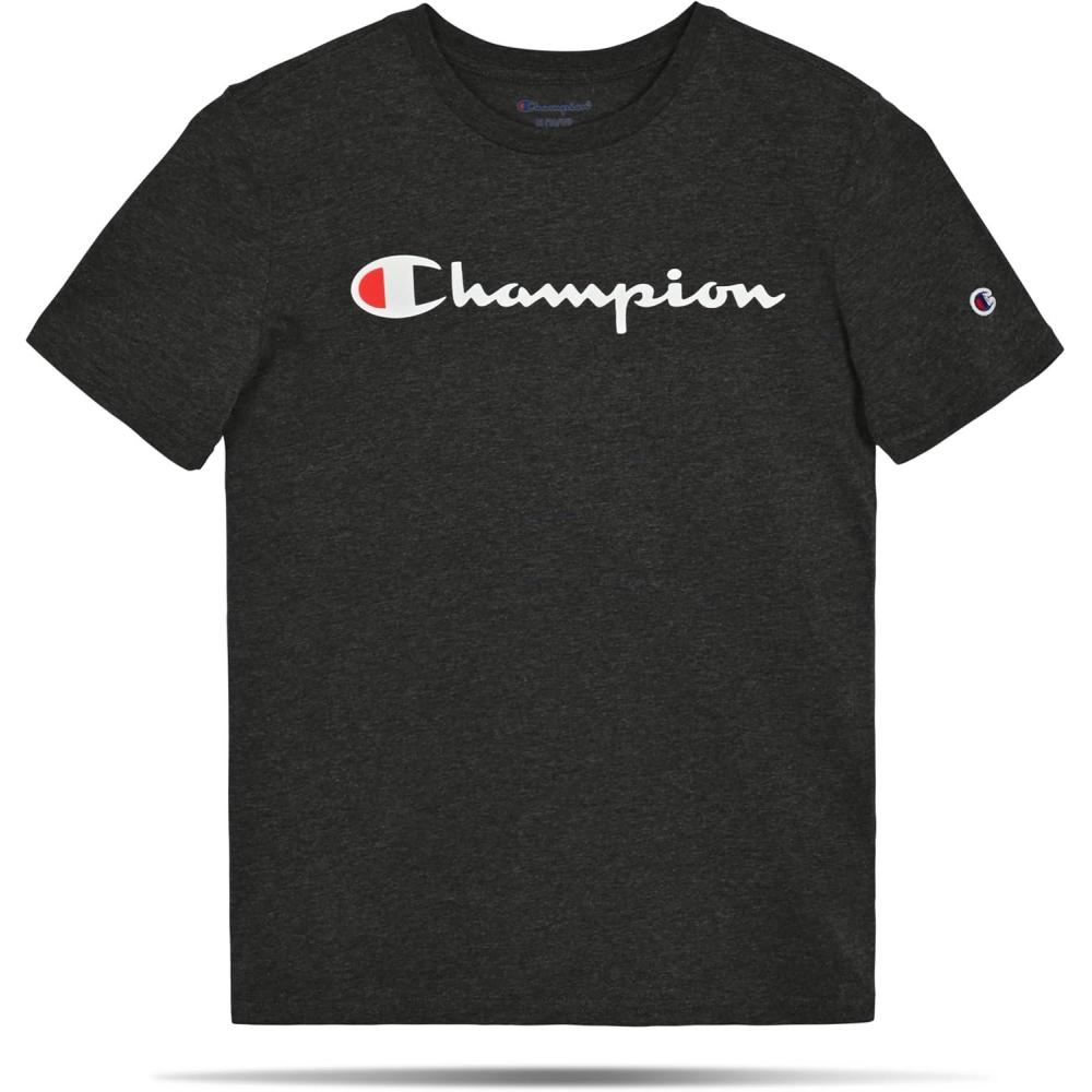 imageChampion Boys Champion Boys Tee Shirt Short Sleeve Logo TShirt for KidsSignature Charcoal Heather