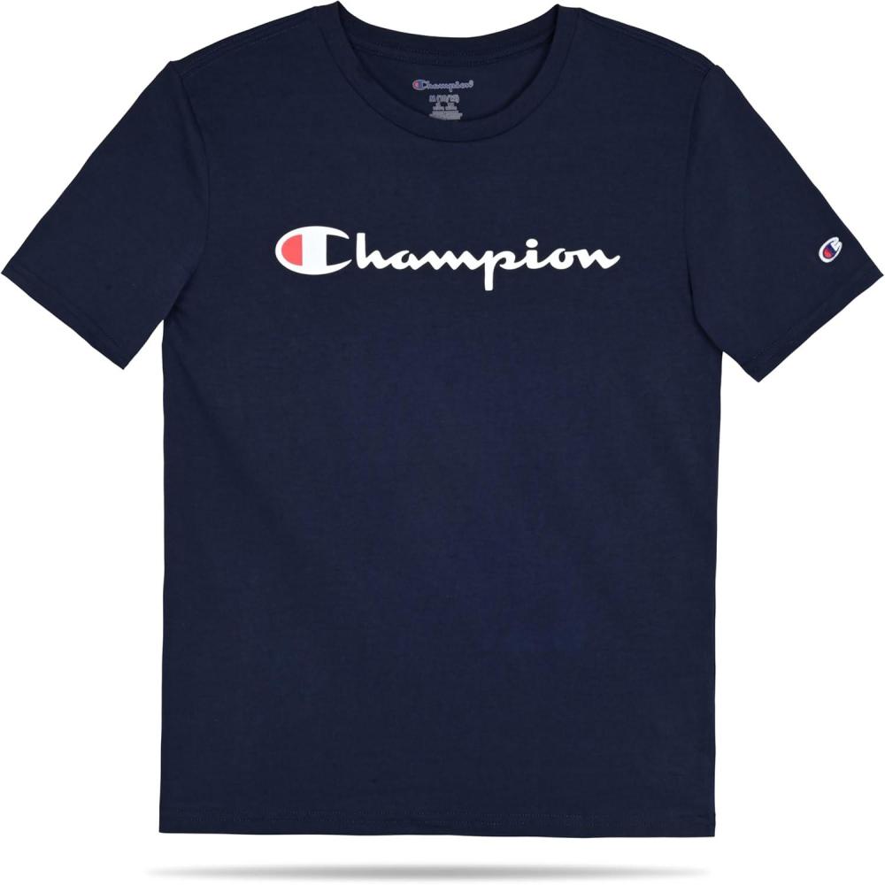 imageChampion Boys Champion Boys Tee Shirt Short Sleeve Logo TShirt for KidsSignature Dark Navy