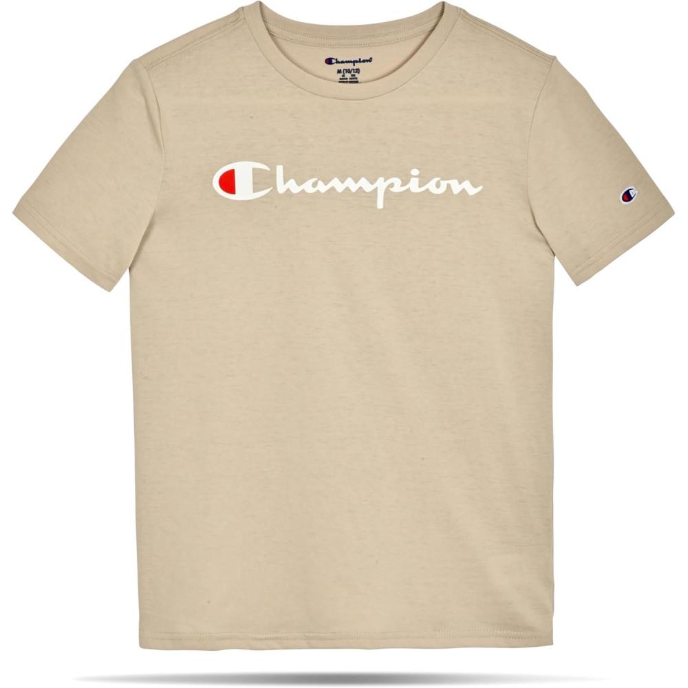 imageChampion Boys Champion Boys Tee Shirt Short Sleeve Logo TShirt for KidsSignature Khaki