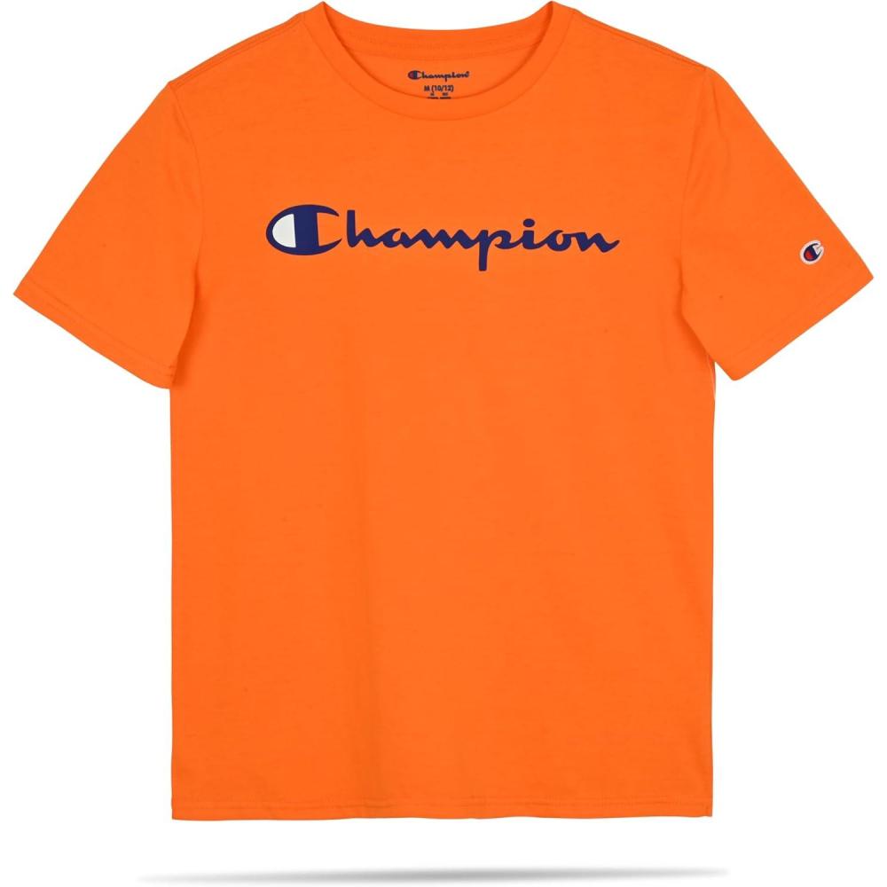 imageChampion Boys Champion Boys Tee Shirt Short Sleeve Logo TShirt for KidsSignature Orange