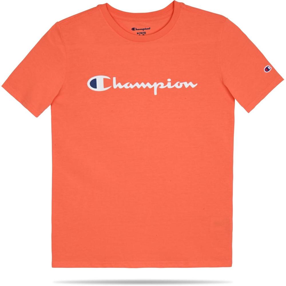 imageChampion Boys Champion Boys Tee Shirt Short Sleeve Logo TShirt for KidsSignature Orange Red