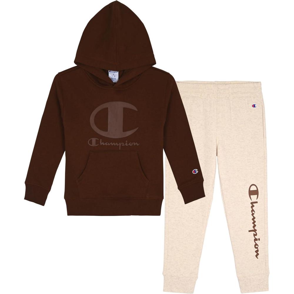 imageChampion Boys Jogger Set Fleece Hoodie and Sweatpants TracksuitOatmeal Heather
