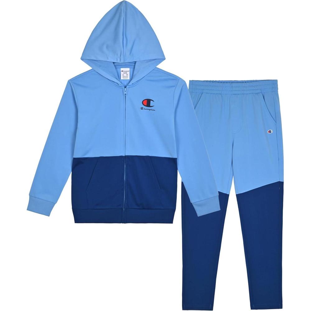 imageChampion Boys Jogger Set Fleece Hoodie and Sweatpants TracksuitPlacid Blue