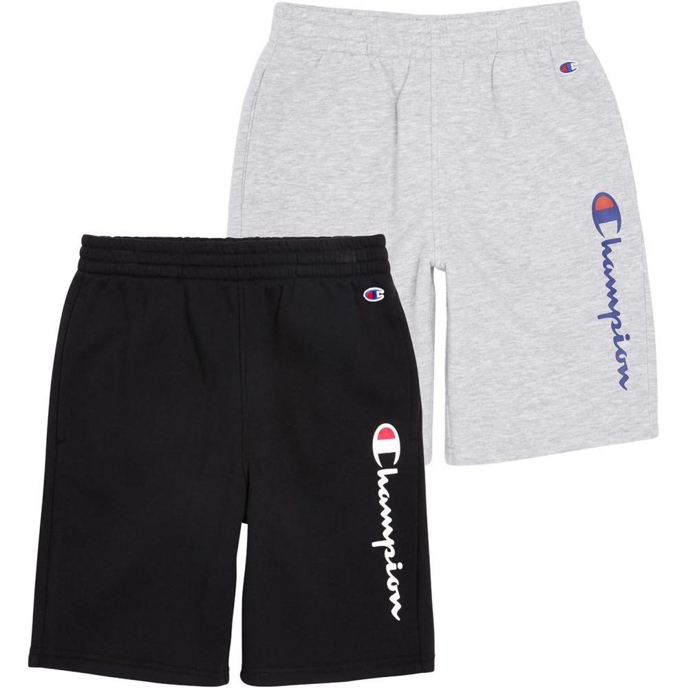 imageChampion Boys Shorts 2 Pack Athletic Fleece Short for BoysGrey Heatherblack