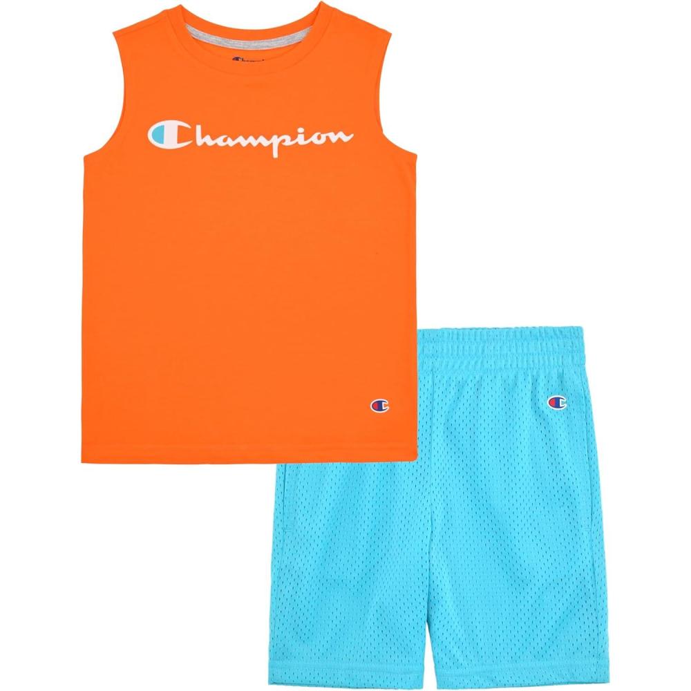 imageChampion Boys Shorts Sets 2 Piece Tee Shirt and Athletic Shorts for KidsOrangeteal