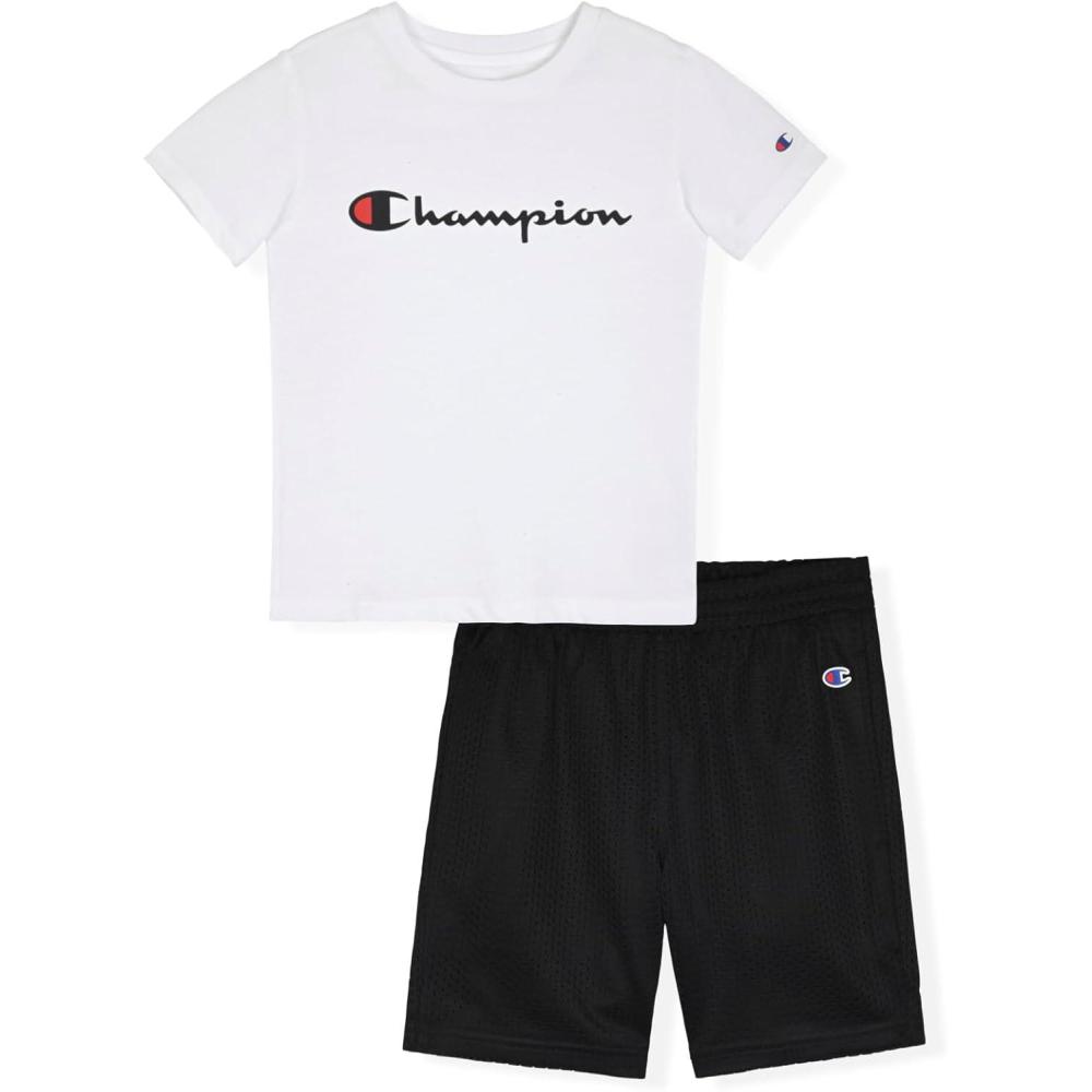imageChampion Boys Shorts Sets 2 Piece Tee Shirt and Athletic Shorts for KidsSignature Bright White