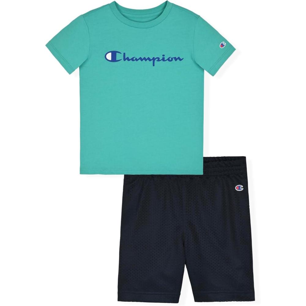 imageChampion Boys Shorts Sets 2 Piece Tee Shirt and Athletic Shorts for KidsSignature Oasis Green