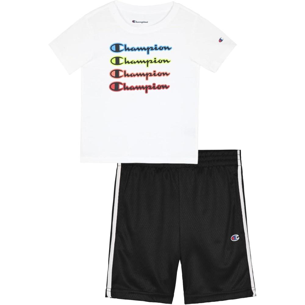 imageChampion Boys Shorts Sets 2 Piece Tee Shirt and Athletic Shorts for KidsSignature White
