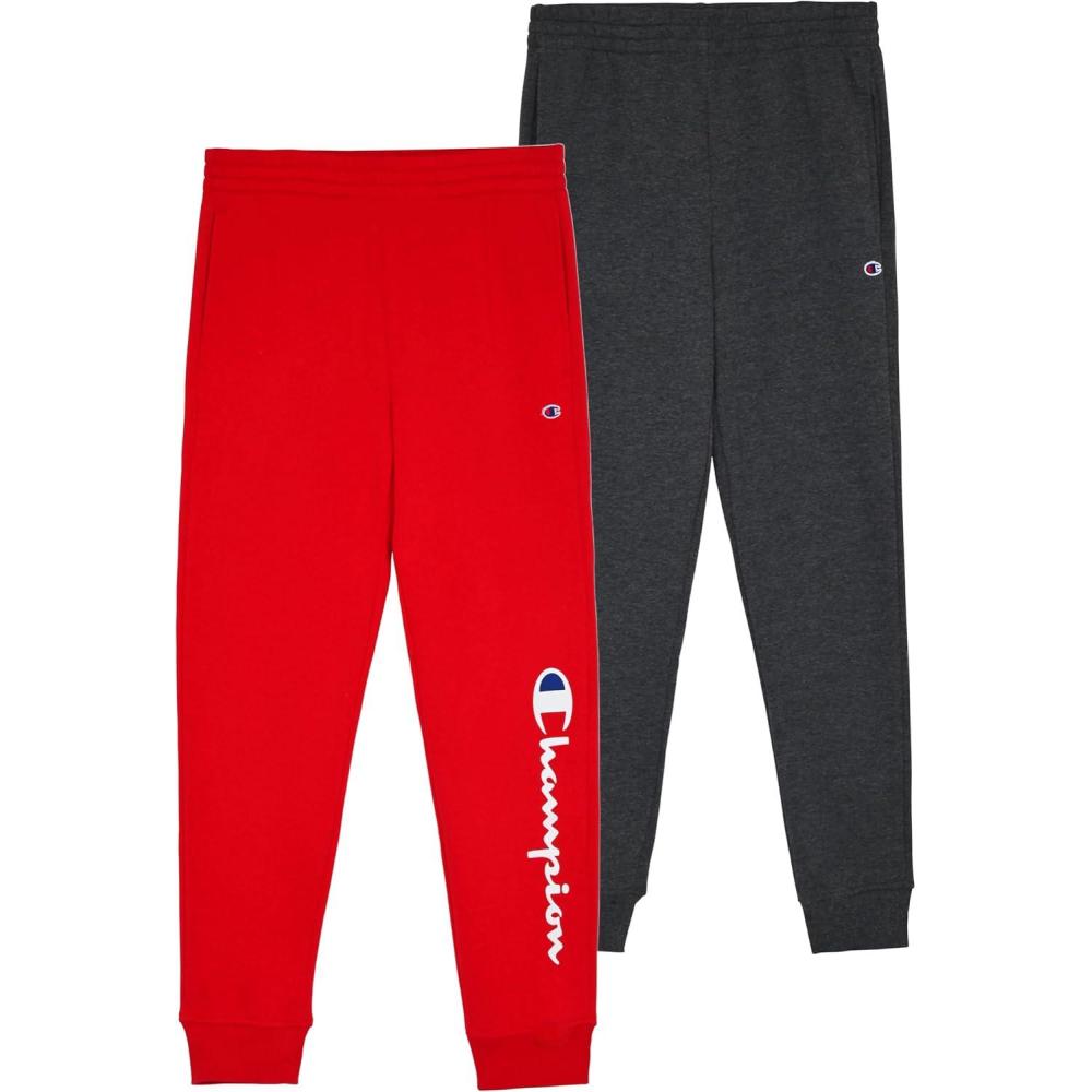 imageChampion Boys Sweatpants for Kids 2 Pack Athletic Boys Jogger PantsRedcharcoal Heather