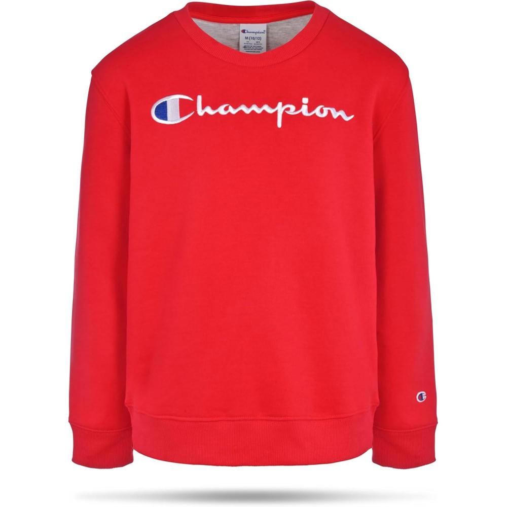 imageChampion Boys Sweatshirt for Kids Pullover Fleece Crewneck SweaterSignature Red