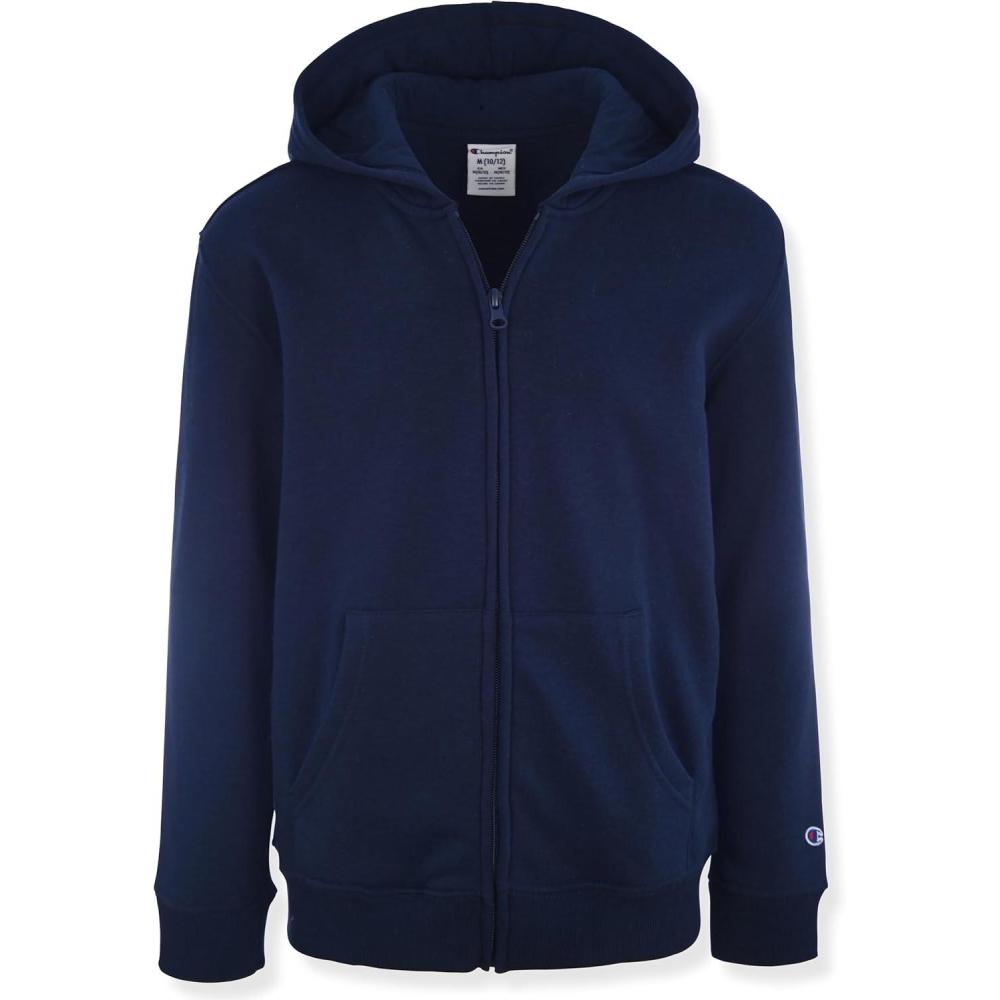 imageChampion Boys Zip Front Fleece Hoodie Sweatshirt for KidsDark Navy Blue