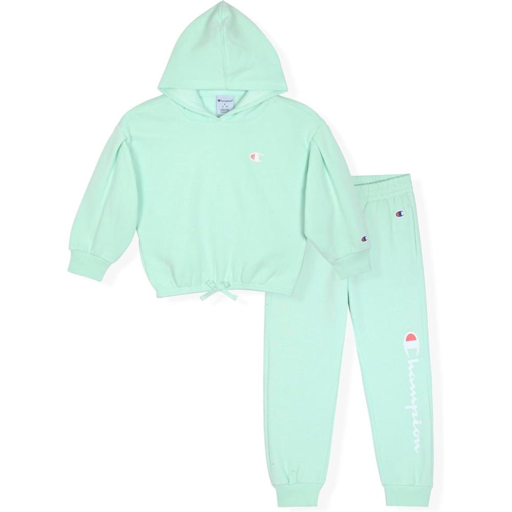imageChampion Girls Hoodie and Sweatpant Set for Kids Athletic Fleece SweatsuitAqua Sky
