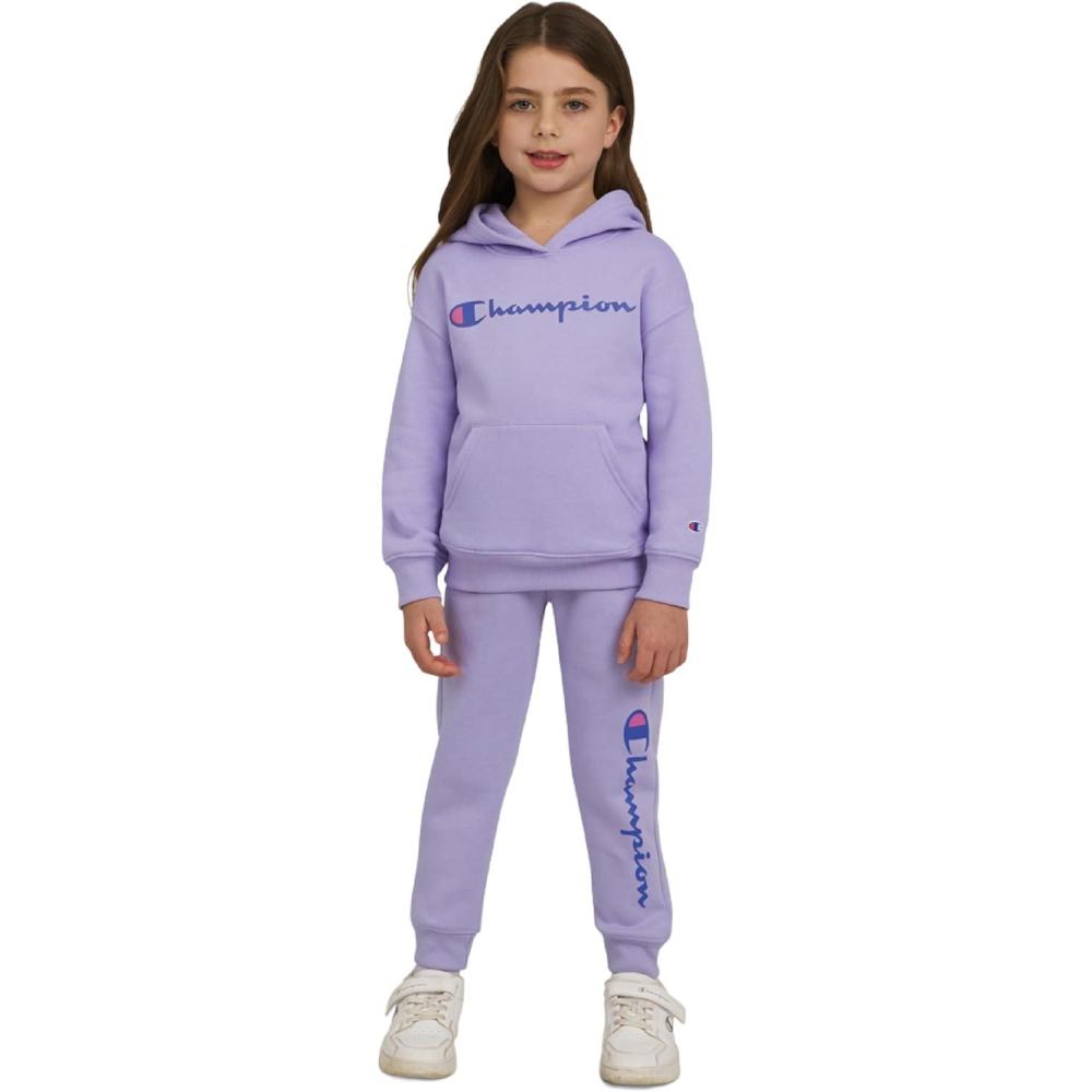imageChampion Girls Hoodie and Sweatpant Set for Kids Athletic Fleece SweatsuitLavender