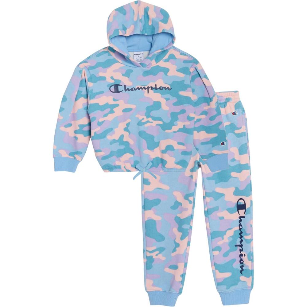 imageChampion Girls Hoodie and Sweatpant Set for Kids Athletic Fleece SweatsuitPlacid Blue