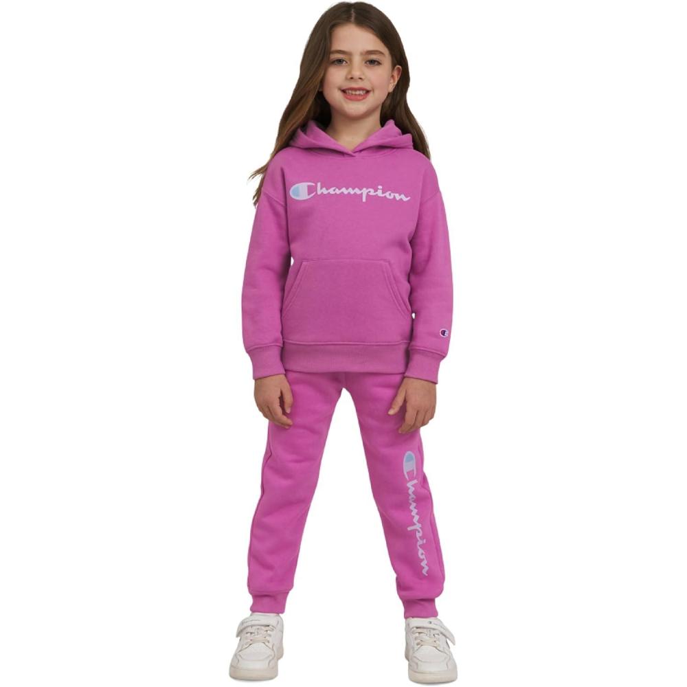 imageChampion Girls Hoodie and Sweatpant Set for Kids Athletic Fleece SweatsuitRosebud