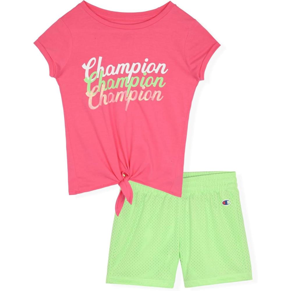 imageChampion Girls Shorts Sets 2 Piece Short Set for Girls Active ClothingHot Pink