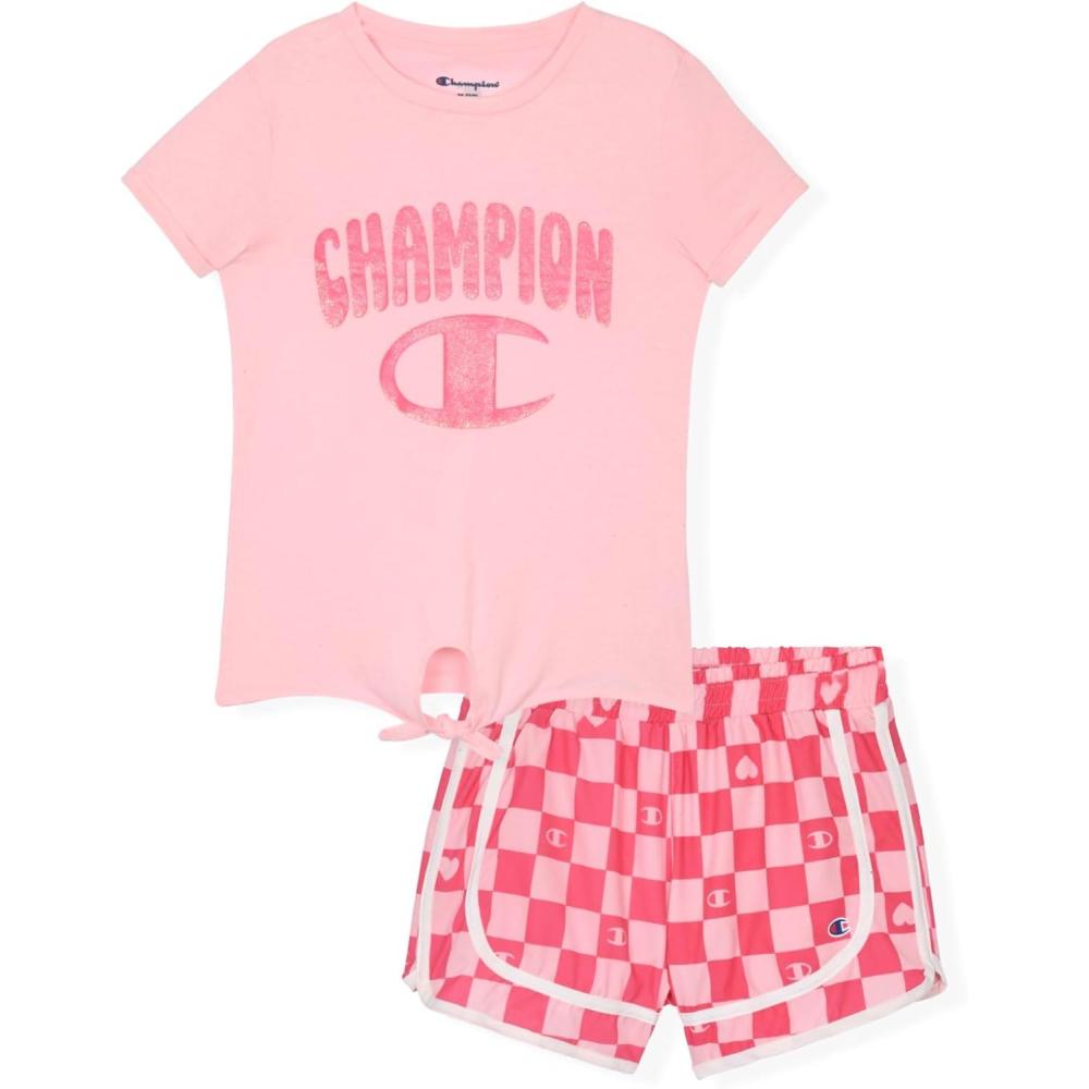 imageChampion Girls Shorts Sets 2 Piece Short Set for Girls Active ClothingSoft Pink