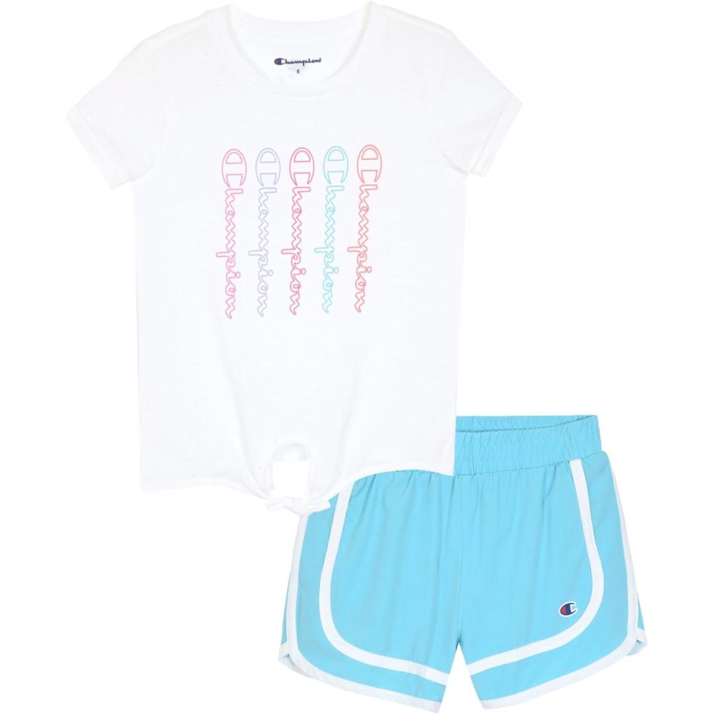 imageChampion Girls Shorts Sets 2 Piece Short Set for Girls Active ClothingWhiteblue