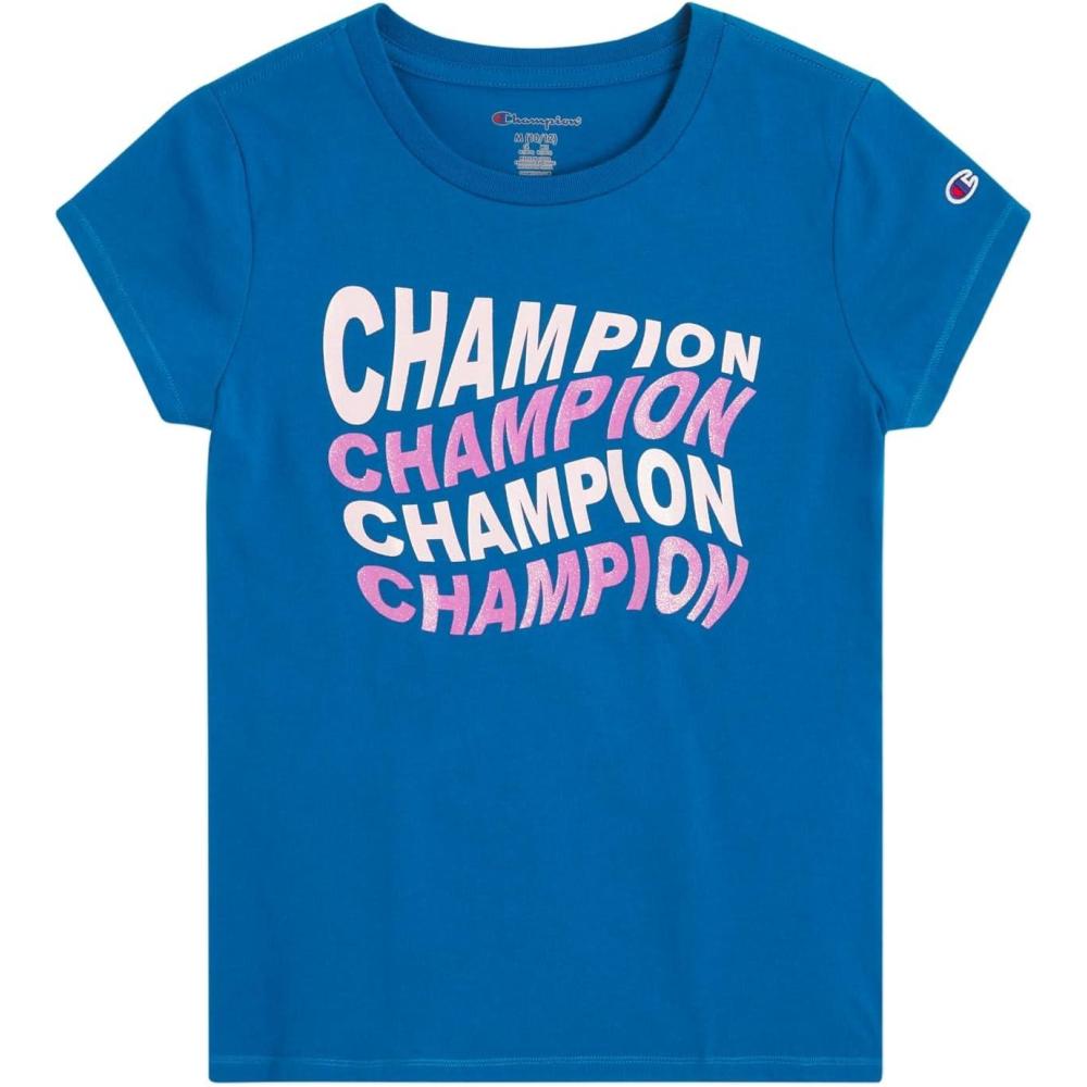 imageChampion Girls Tee Shirt for Kids Short Sleeve TShirt Girls TopsMeadow Blue
