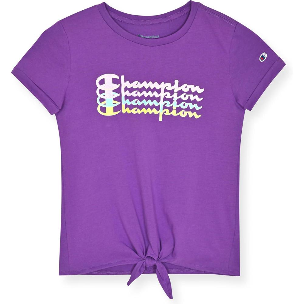 imageChampion Girls Tee Shirt for Kids Short Sleeve TShirt Girls TopsRoyal Lilac