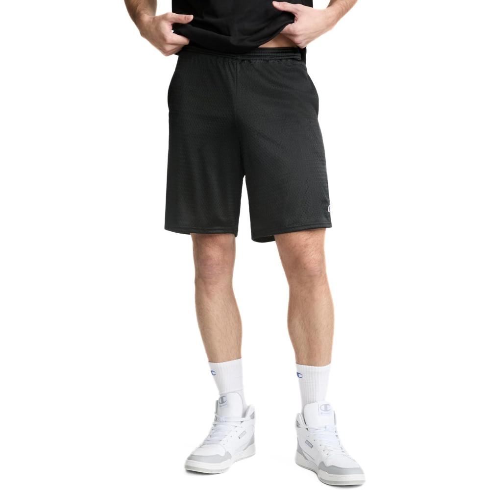 imageChampion Mens Shorts Mens Mesh Gym Shorts Lightweight Athletic Shorts Reg Or Big ampamp TallBlack C Patch Logo