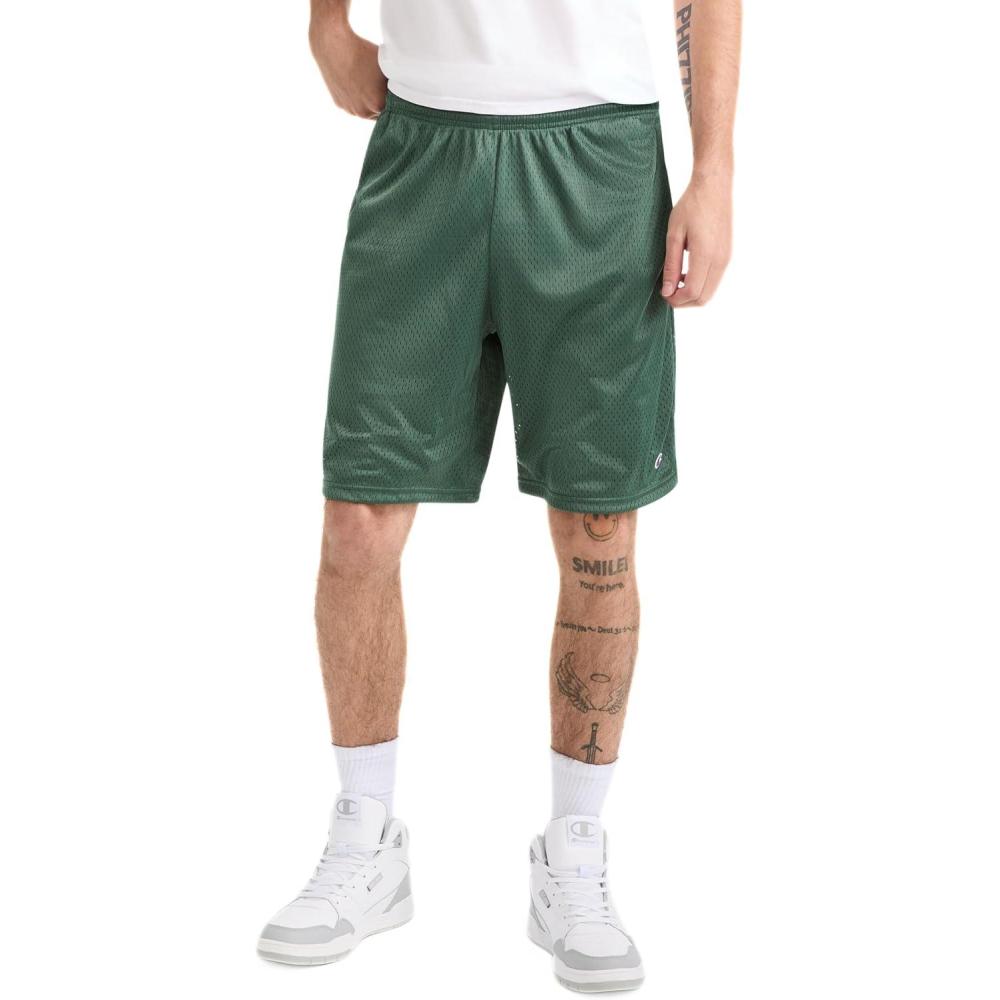 imageChampion Mens Shorts Mens Mesh Gym Shorts Lightweight Athletic Shorts Reg Or Big ampamp TallDark Green C Patch Logo